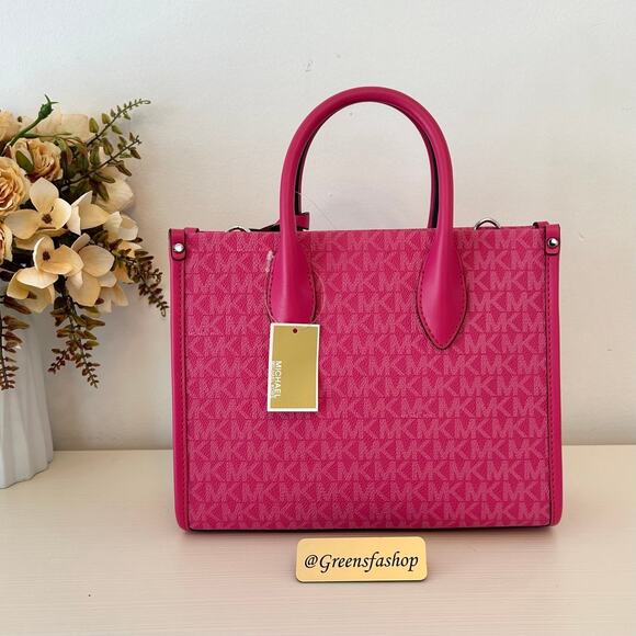 Michael Kors Purse Mirella Small Shopper Crossbody Bag Dragon Fruit - Picture 5 of 12